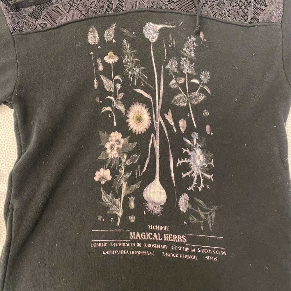 Midnight Hour Magical Herbs Lace Black Hoodie size small - Picture 3 of 5